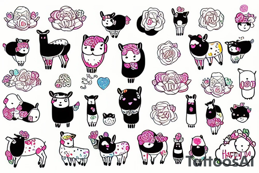 happy alpaca tattoo idea