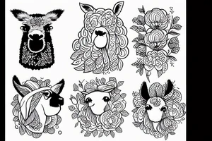 happy alpaca tattoo idea