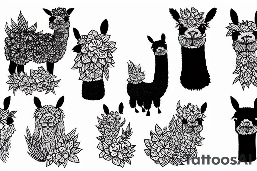 happy alpaca tattoo idea