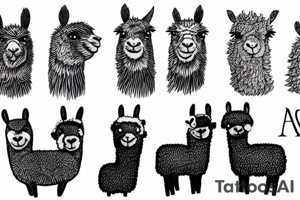 happy alpaca tattoo idea