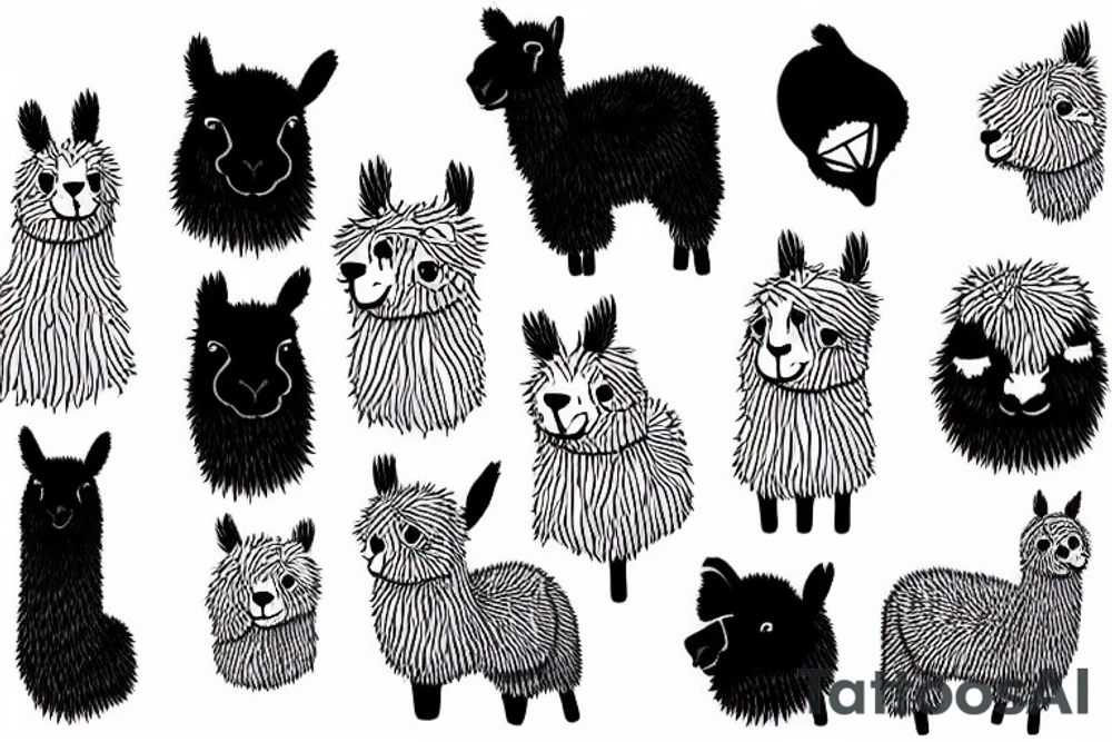 happy alpaca tattoo idea