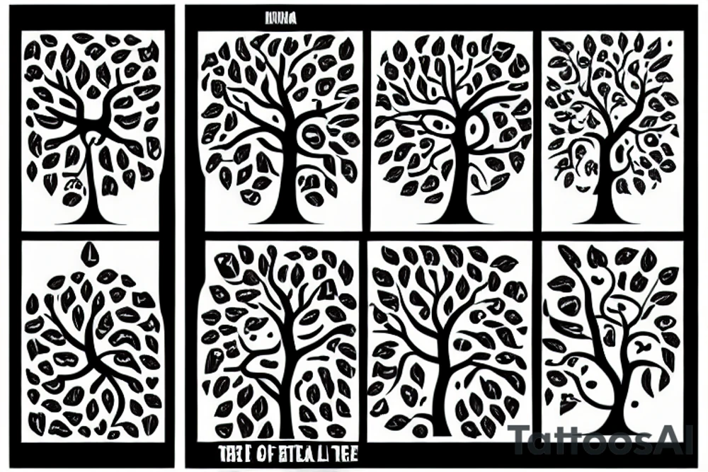 Tree of life with DNA strand break apart into little birds tattoo idea