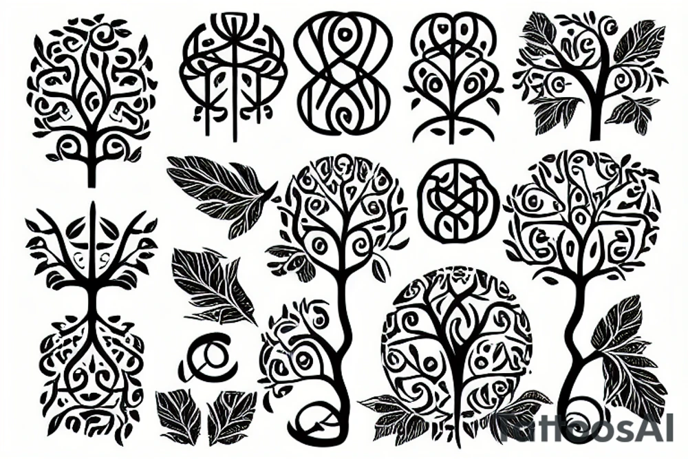 Tree of life with DNA strand break apart into little birds tattoo idea