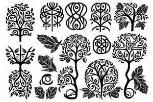 Tree of life with DNA strand break apart into little birds tattoo idea