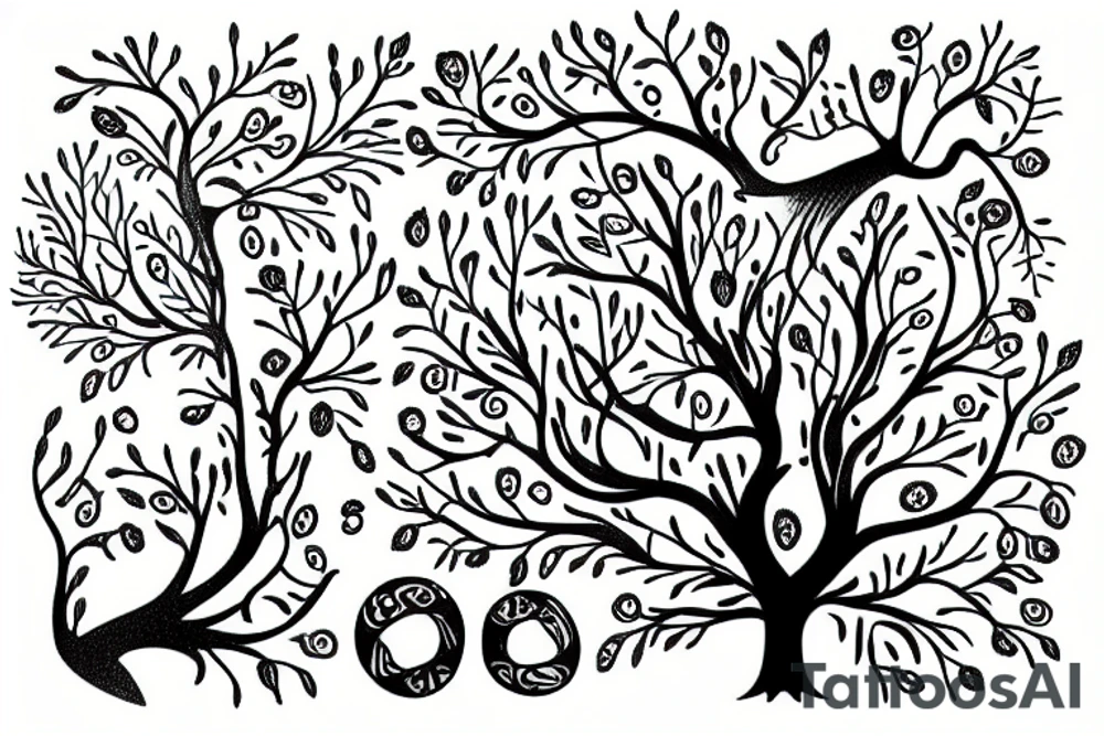 Tree of life with DNA strand break apart into little birds tattoo idea
