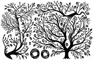 Tree of life with DNA strand break apart into little birds tattoo idea