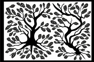 Tree of life with DNA strand break apart into little birds tattoo idea