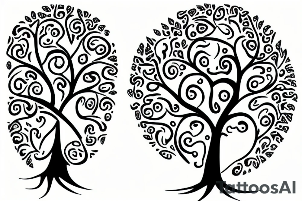 Tree of life with DNA strand break apart into little birds tattoo idea