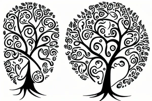 Tree of life with DNA strand break apart into little birds tattoo idea