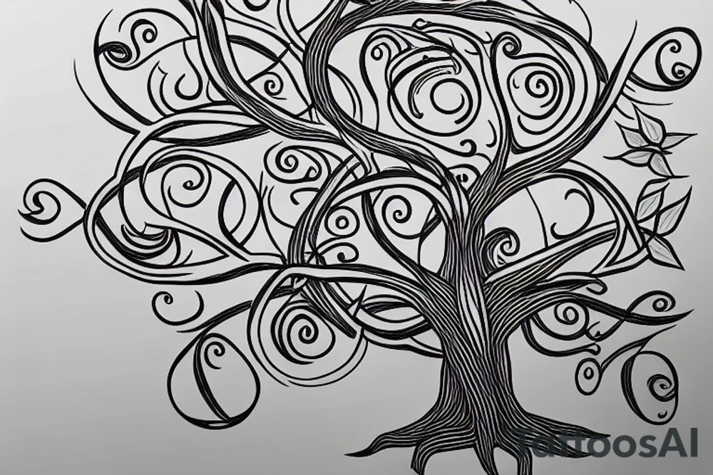 Tree of life with DNA strand break apart into little birds tattoo idea