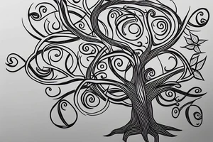 Tree of life with DNA strand break apart into little birds tattoo idea