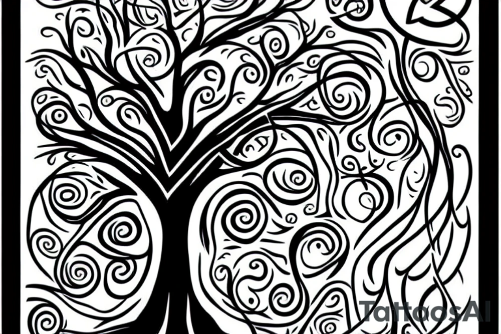 Tree of life with DNA strand coming out of the roots tattoo idea