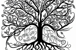 Tree of life with DNA strand coming out of the roots tattoo idea