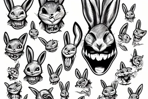 evil diabolical rabbit whith evil smile tattoo idea