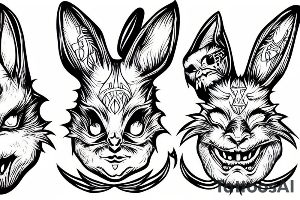 evil diabolical rabbit whith evil smile tattoo idea