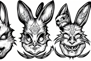 evil diabolical rabbit whith evil smile tattoo idea
