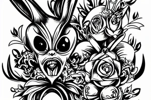evil diabolical rabbit whith evil smile tattoo idea