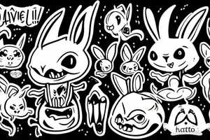 evil diabolical rabbit with mad smile tattoo idea