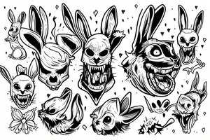 evil diabolical rabbit with mad smile tattoo idea