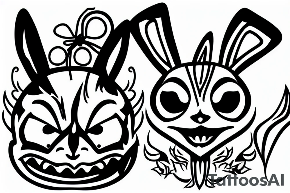 evil diabolical rabbit with a mad smile tattoo idea