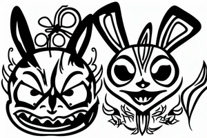 evil diabolical rabbit with a mad smile tattoo idea