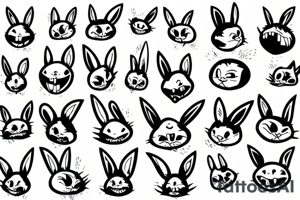 evil diabolical rabbit with a mad smile tattoo idea