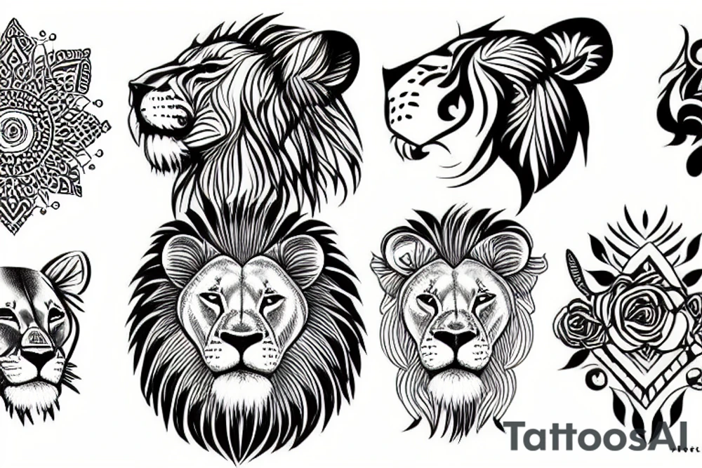 lion and lioness tattoo idea