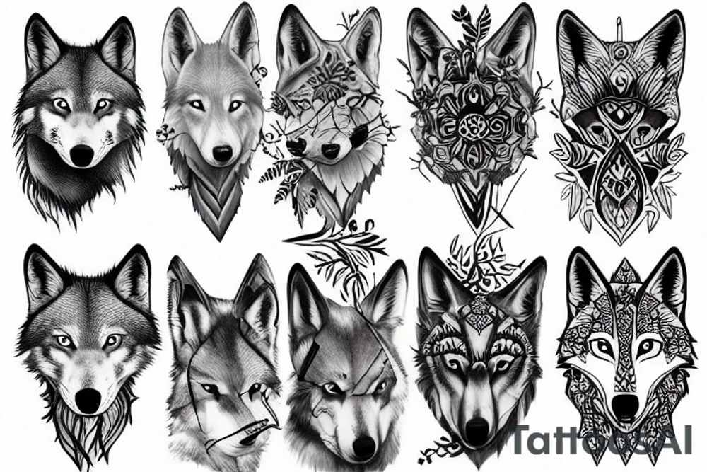 Forest with wolf tattoo idea