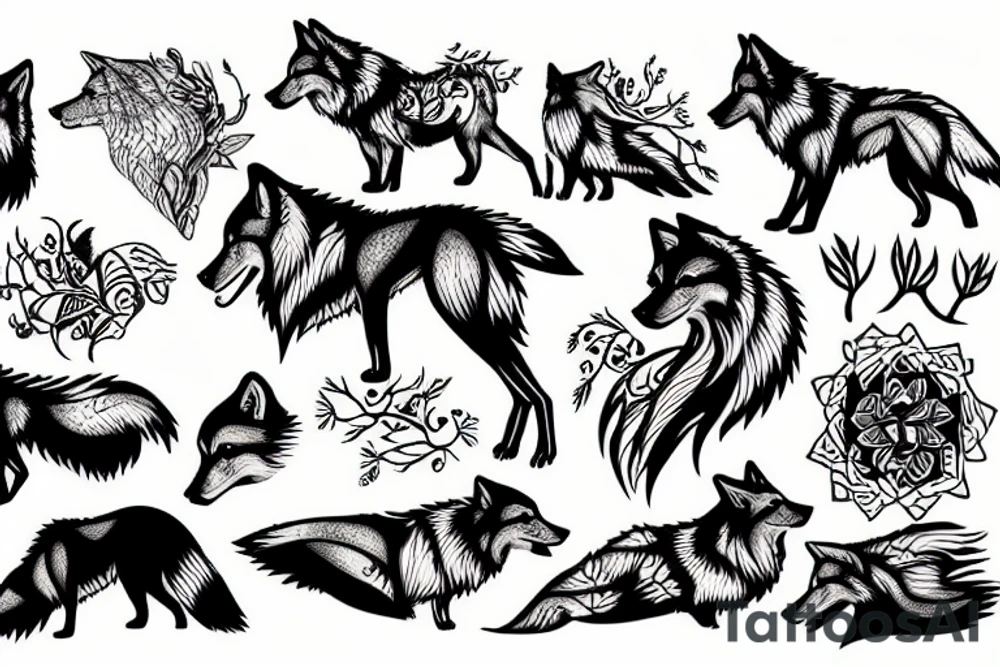 Wolf in nature tattoo idea