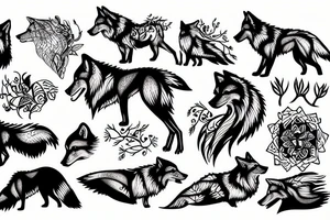 Wolf in nature tattoo idea