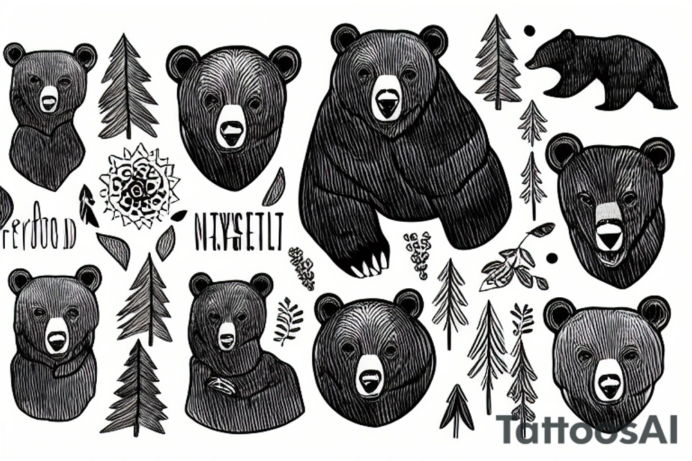 Bear in forest tattoo idea