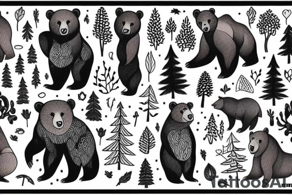 Bear in forest tattoo idea