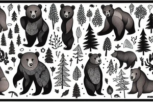 Bear in forest tattoo idea