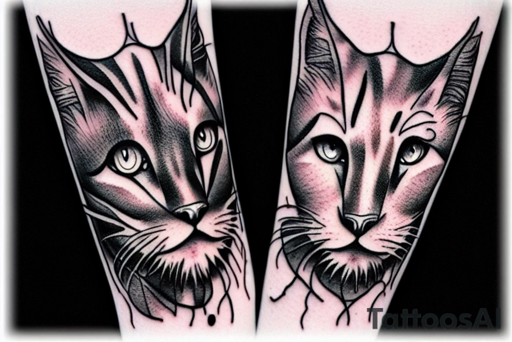 half cat half lion tattoo idea