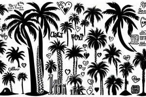 black and white love palm tree vegas heart infinity tattoo idea