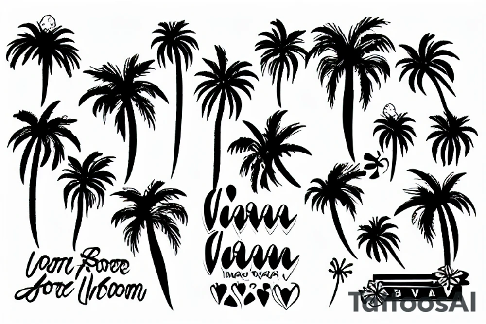 black and white love palm tree vegas heart infinity tattoo idea