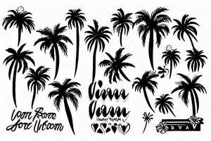 black and white love palm tree vegas heart infinity tattoo idea