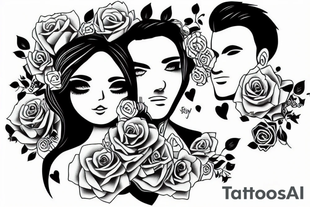 black and white couples love anniversary jon sherry tattoo idea