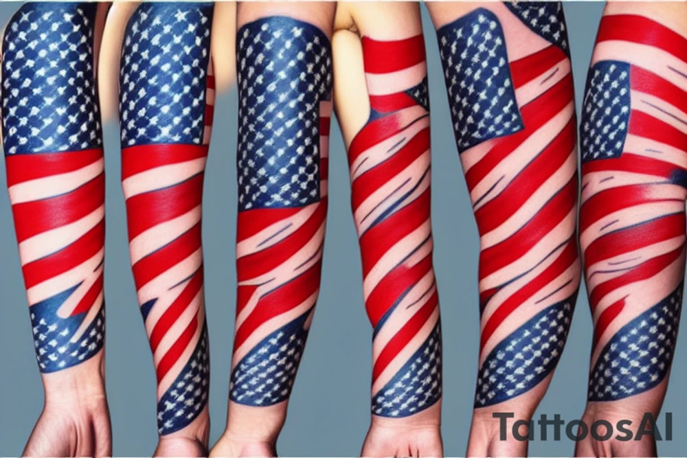 Sleeve tattoo American flag pattern tattoo idea