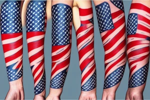 Sleeve tattoo American flag pattern tattoo idea