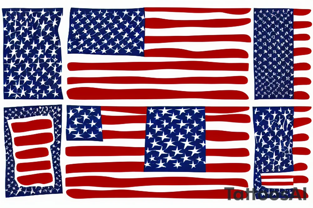 Sleeve tattoo American flag pattern tattoo idea