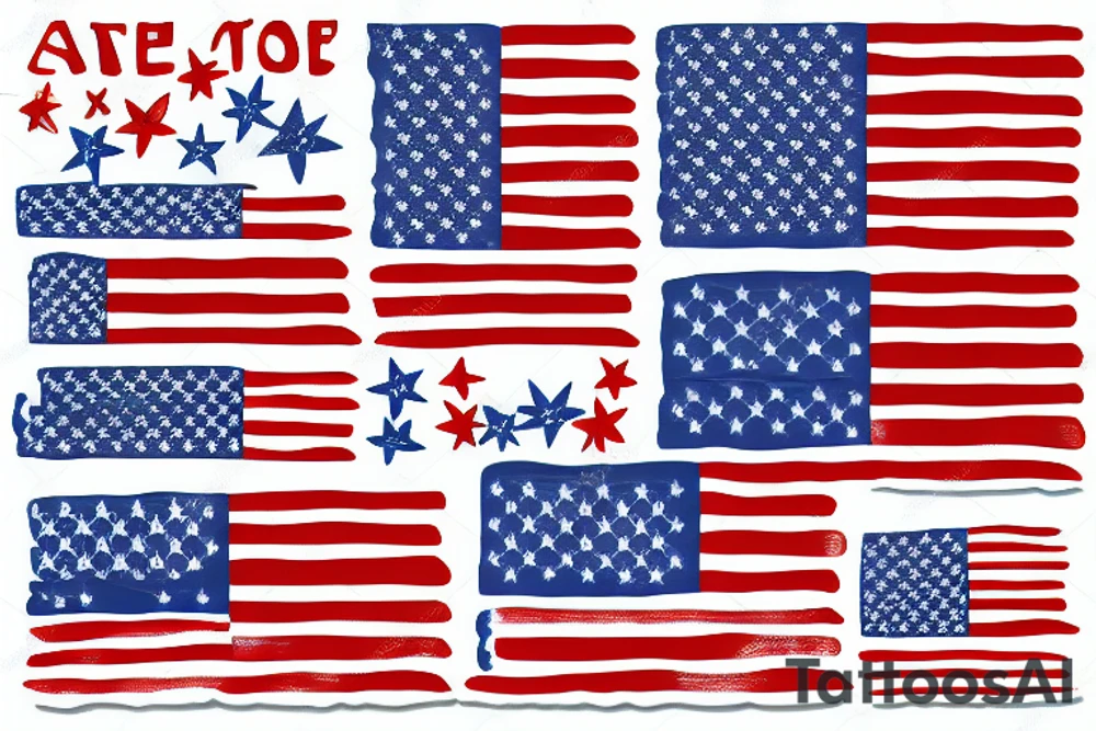 Sleeve tattoo American flag pattern scratched out tattoo idea