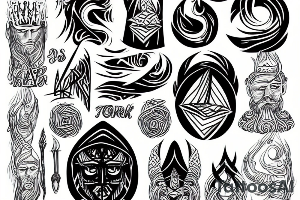 Scandinavian God Tor with light tattoo idea