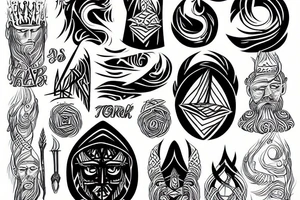 Scandinavian God Tor with light tattoo idea