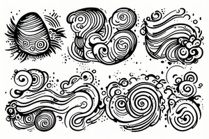 Winding River from left to right sunny on the left side raining on the right side tattoo idea