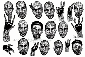 a man with long fingers pointing at his eyes tattoo idea