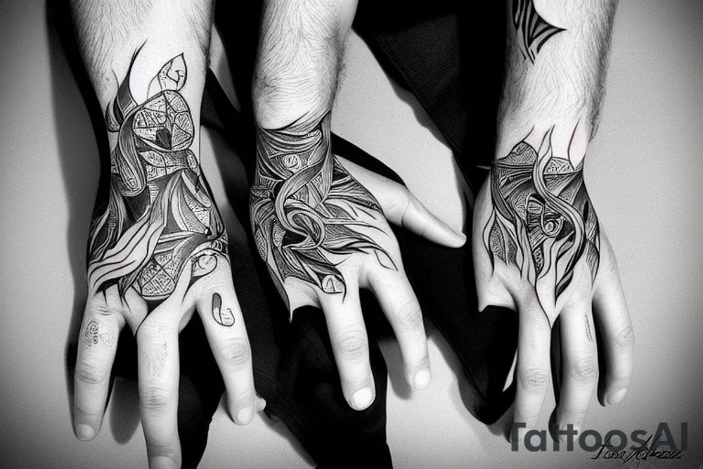 a man with long fingers tattoo idea