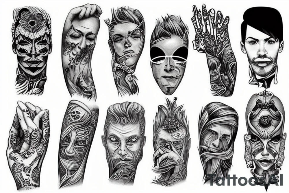 a man with long fingers tattoo idea