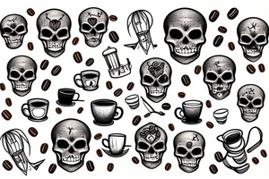 skeleton with coffee tattoo idea