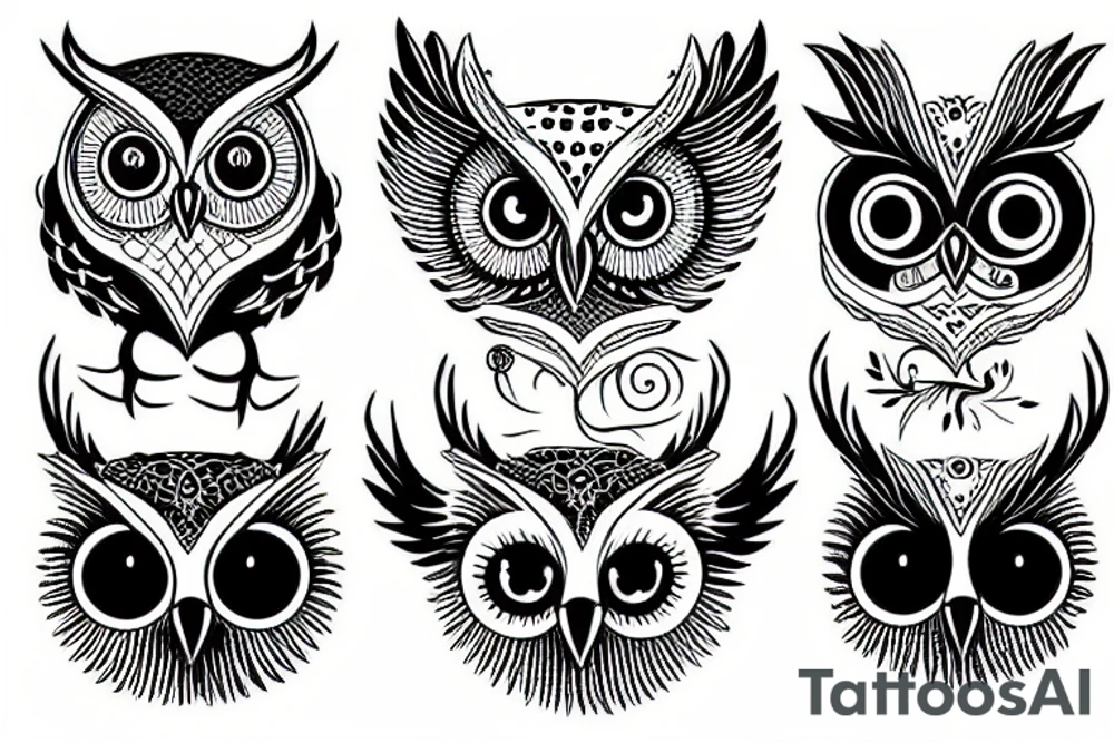 Owl with three eyes tattoo idea